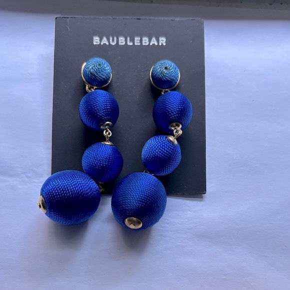 Royal Blue & Gold BaubleBar Sphere Shaped Dangle/Drop Earrings - Picture 1 of 7